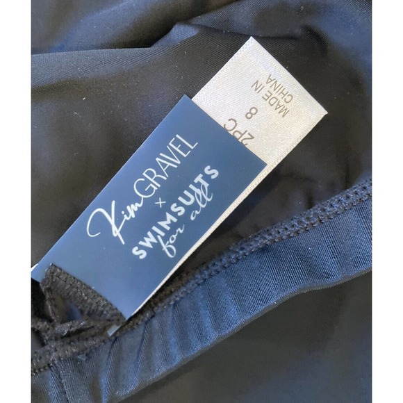 NEW Kim Gravel Smocked Bandeau & Shorts Swimsuit Set 8 Women’s Blue Black - Picture 3 of 11